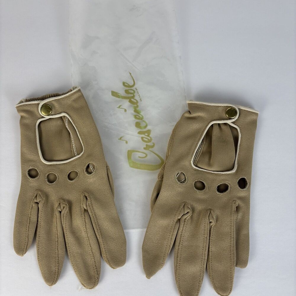 VTG Crescendoe by Crelon Driving Gloves 7 1/2 7.5 Tan Womens
